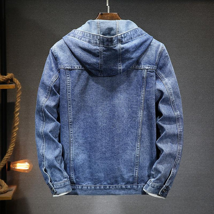 Hooded Denim Jacket Men's Spring - Mamofa Global Store