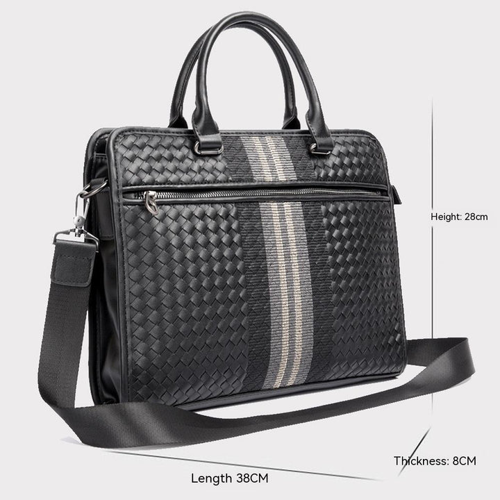 Stitching Woven Business Casual Briefcase Men's Shoulder Crossbody Computer Bag - Mamofa Global Store