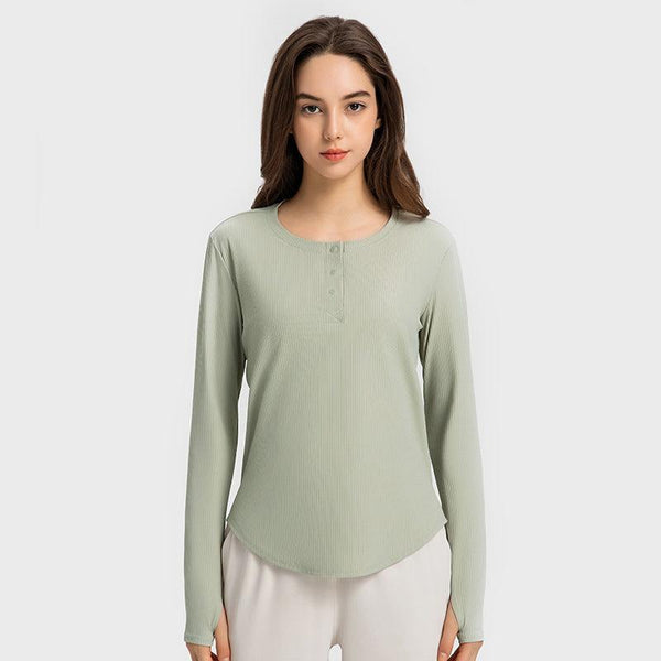 New Vertical Bar Thread 20 Loose Sports Long Sleeve Women's Fashion Casual Fitness Yoga Wear - Mamofa Global Store