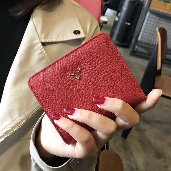 Leather Small Folding Women's Short Ultra-thin Mini Coin Purse Korean Fashion Wallet - Mamofa Global Store