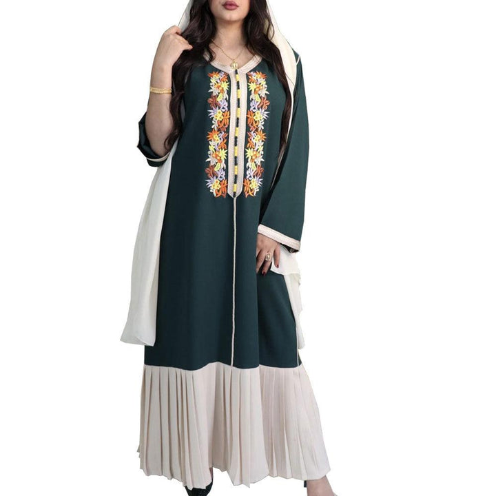 Four Seasons Embroidered Lace Chiffon Dubai Robe - Mamofa Global Store