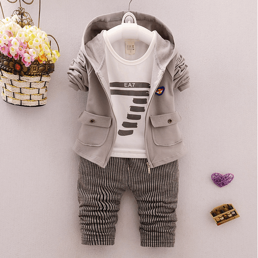 2021 spring and autumn new boys and girls zipper striped trousers suit children's suit - Mamofa Global Store