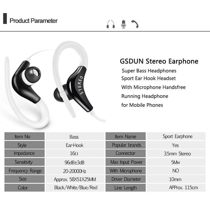 Earhook Headphones Super Bass Sport - Mamofa Global Store