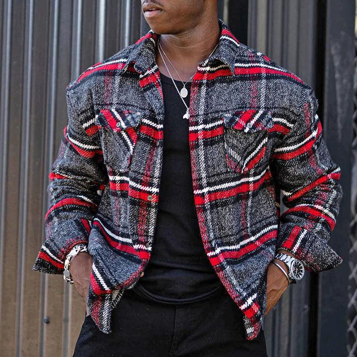 Men's Fashion Casual Plaid Jacket Top - Mamofa Global Store