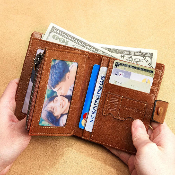 Men's Leather Wallet Three Fold Multi Card Space - Mamofa Global Store