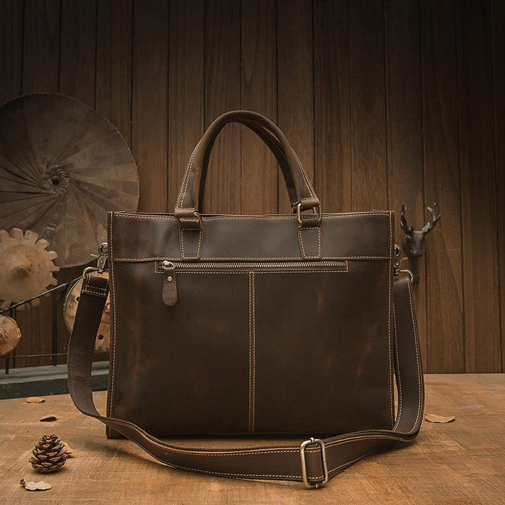 Handmade Vintage Leather Men's Briefcase - Mamofa Global Store