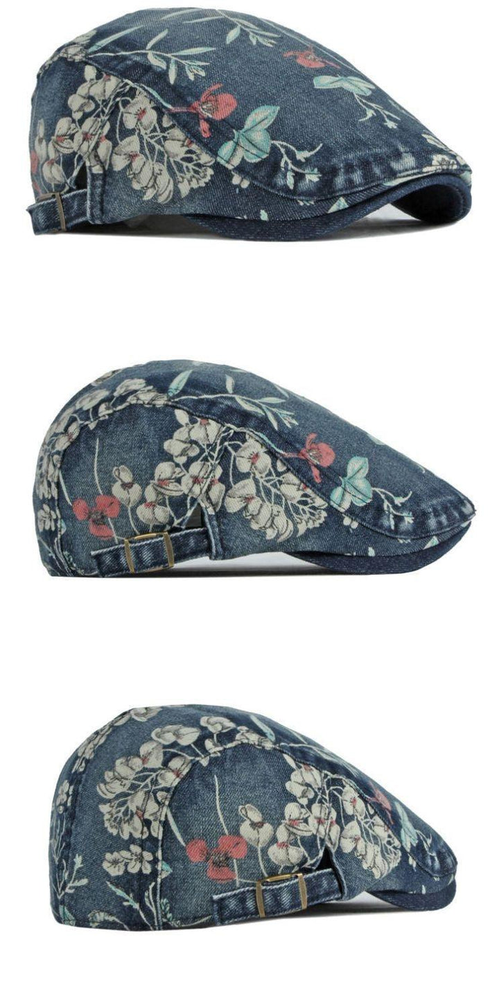 Denim Hat Advance Hats Flower Printed All-matching Peaked Cap - Mamofa Global Store