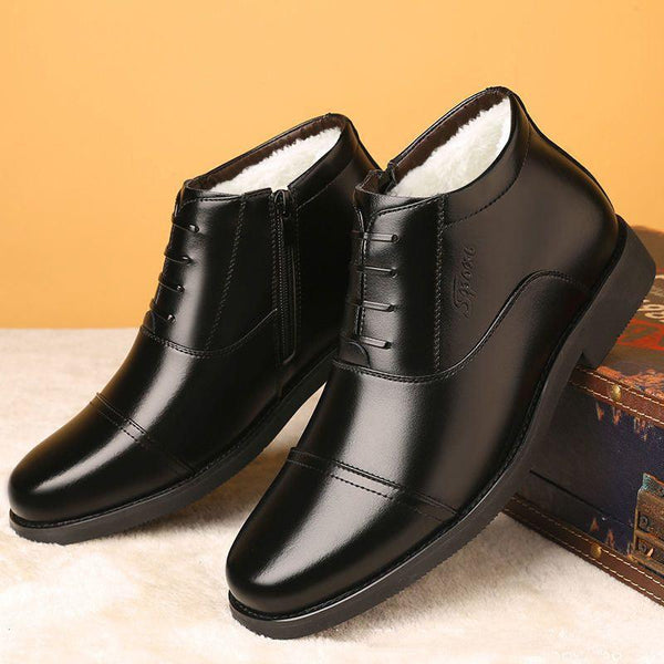 Winter Real Leather With Fleece Lining Men's Cotton Shoes - Mamofa Global Store