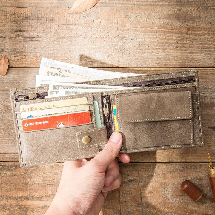 Men's Multifunctional Old Handmade Genuine Leather Wallet - Mamofa Global Store