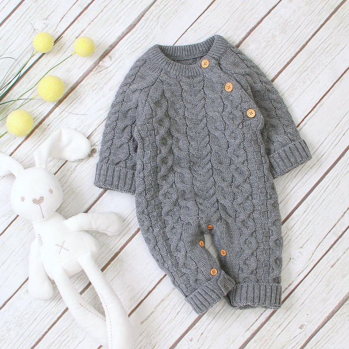 Knitted solid color baby jumpsuit - Mamofa Global Store