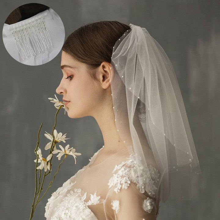 Women's Retro Short Wedding Bride Headdress - Mamofa Global Store