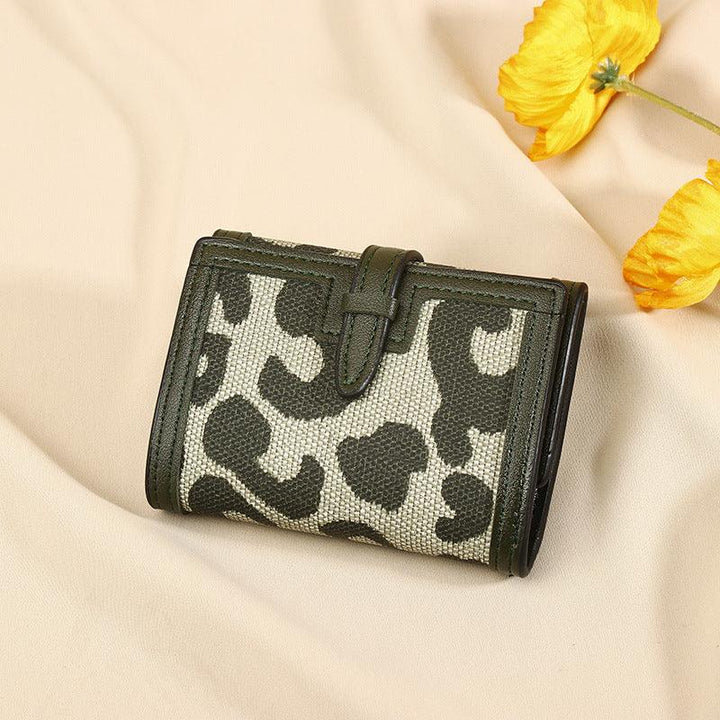 Women's Wallet Short New Leopard Print Pull-belt Multi-functional Large Capacity Tri-fold Retro Multiple Card Slots Clutch Card Holder - Mamofa Global Store