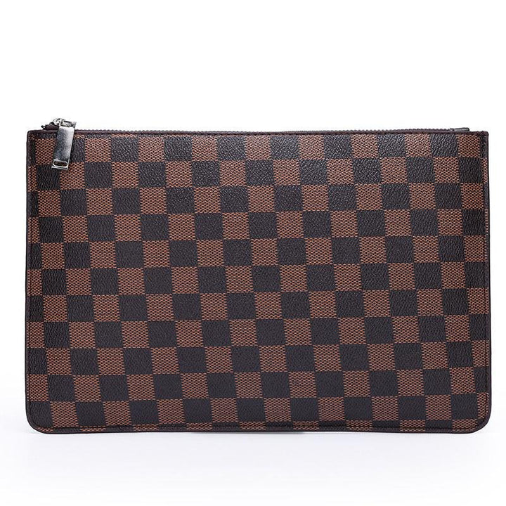 Men's Soft Pu Plaid Business Casual Clutch - Mamofa Global Store