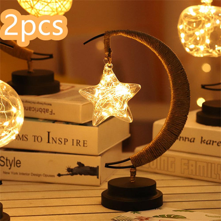 Led Moon Light Wrought Iron Ornament Light Star Shape Copper Wire Light Decorative Light USB Battery - Mamofa Global Store