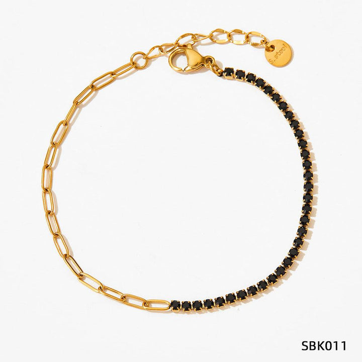 Stainless Steel Zircon Bracelet European And American PVD Vacuum Gold Plated - Mamofa Global Store