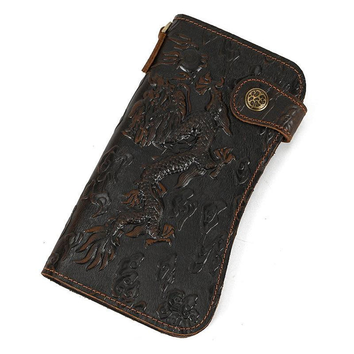 Men's Crazy Horse Leather Long Chain Anti-theft Wallet - Mamofa Global Store