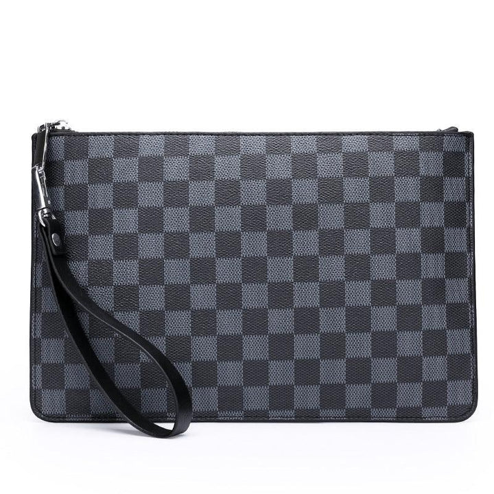 Men's Soft Pu Plaid Business Casual Clutch - Mamofa Global Store