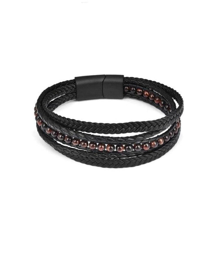 Volcanic Rock Men's Leather Cord Bracelet - Mamofa Global Store