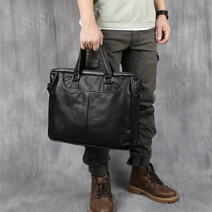 Men's Portable Leather Leisure Briefcase - Mamofa Global Store