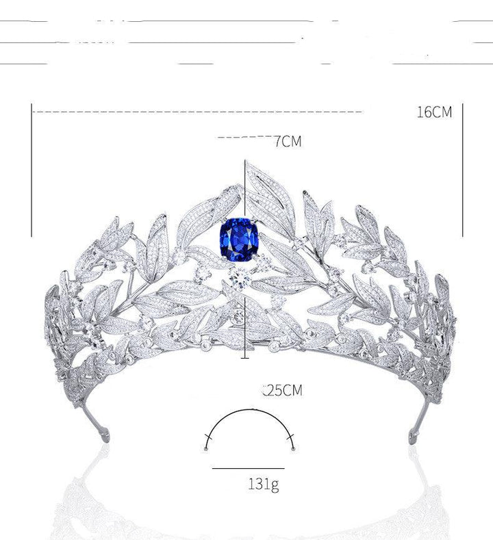 Sapphire Crown Copper Micro Inlay AAA Zircon Crown Wedding Headdress - Mamofa Global Store