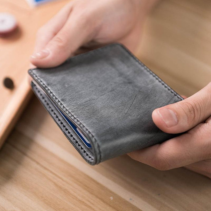 Vintage DIY Waxed Leather Horizontal Wallet - Mamofa Global Store