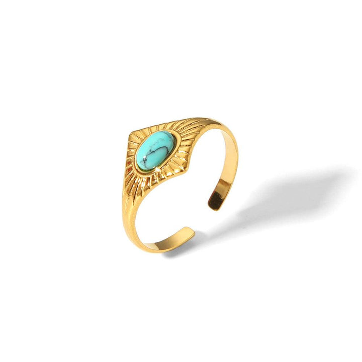 Retro New Lapis Turquoise Titanium Steel Ring - Mamofa Global Store