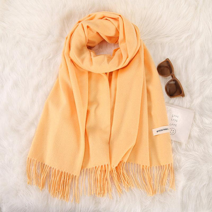 Women's Fashionable All-match Cashmere Tassel Double-sided Scarf - Mamofa Global Store