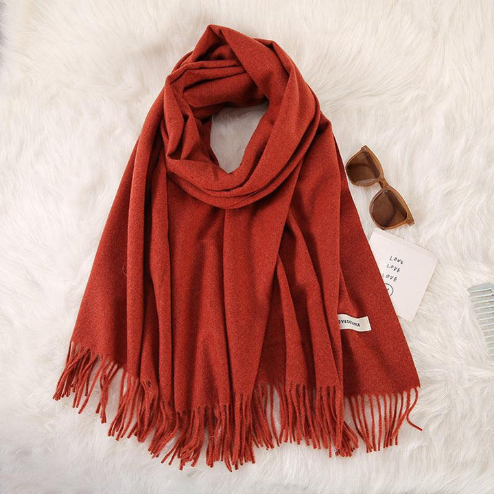 Women's Fashionable All-match Cashmere Tassel Double-sided Scarf - Mamofa Global Store