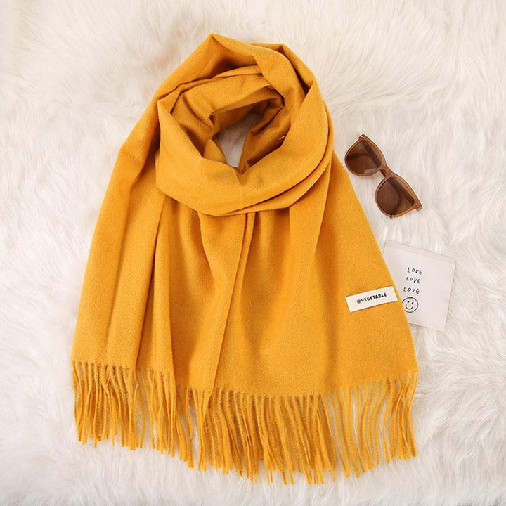 Women's Fashionable All-match Cashmere Tassel Double-sided Scarf - Mamofa Global Store