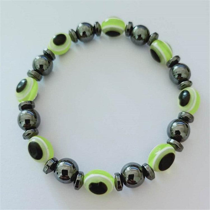 Colorful Flat Beads Black Stone Magnet Elastic Bracelet - Mamofa Global Store