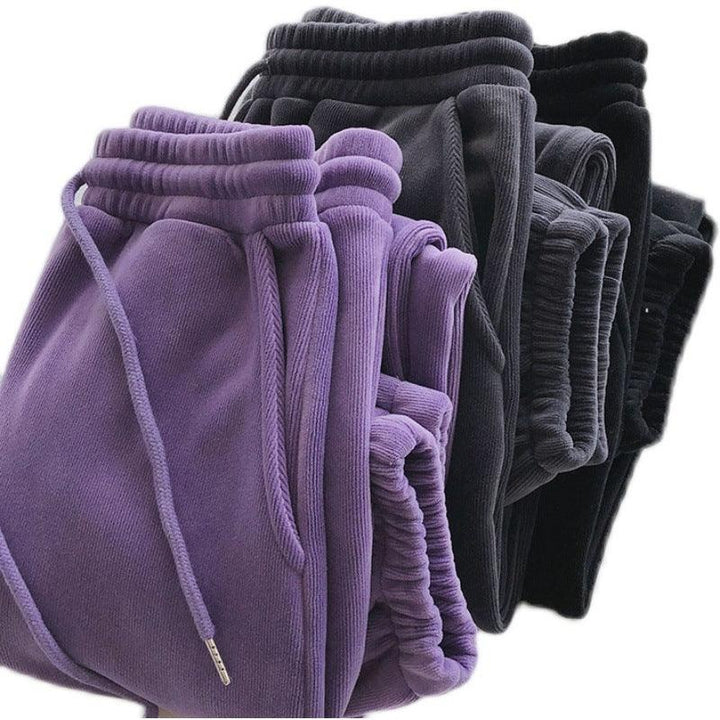 Sports Pants Female Fleece Lined Thick Loose Outerwear Casual Pants - Mamofa Global Store