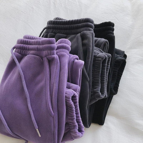 Sports Pants Female Fleece Lined Thick Loose Outerwear Casual Pants - Mamofa Global Store