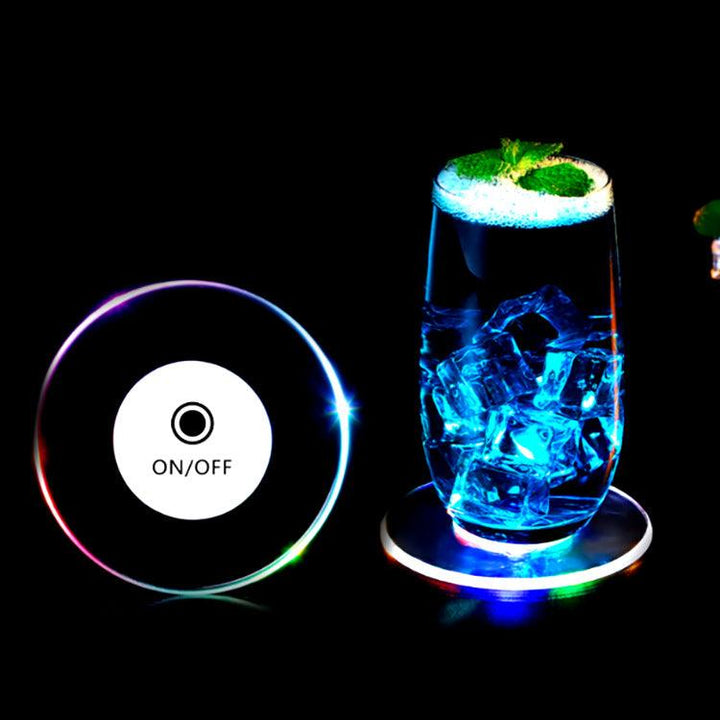 LED Glow Coaster Acrylic Crystal Emitting Luminous Bar Cocktail Mug Stand Light Coasters Flashing Base Tableware Decoration Pads - Mamofa Global Store