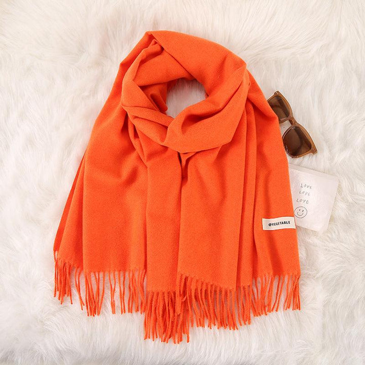 Women's Fashionable All-match Cashmere Tassel Double-sided Scarf - Mamofa Global Store