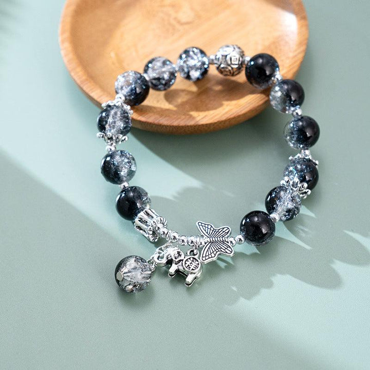 Chinese Style Butterfly Cracked Cystal Bracelet Gradient Beads Antique Silver Ladies - Mamofa Global Store