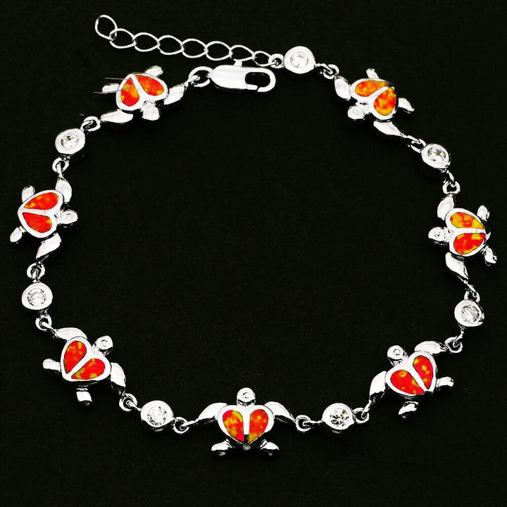 Silver Bracelet Classic Fashion Inlaid Opel OPAL Turtle Bracelet - Mamofa Global Store