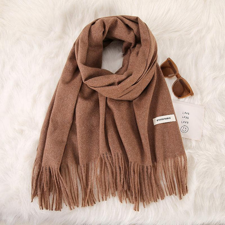 Women's Fashionable All-match Cashmere Tassel Double-sided Scarf - Mamofa Global Store