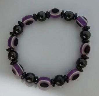 Colorful Flat Beads Black Stone Magnet Elastic Bracelet - Mamofa Global Store