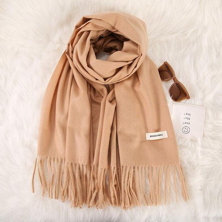 Women's Fashionable All-match Cashmere Tassel Double-sided Scarf - Mamofa Global Store