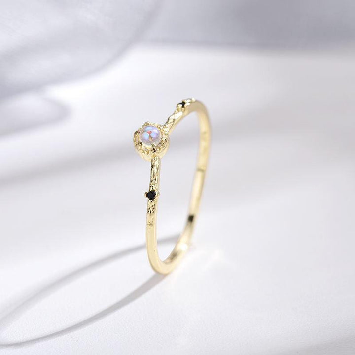 Imitation Moonstone V-shaped Frame Stacked Ring Women's Gold Plated - Mamofa Global Store