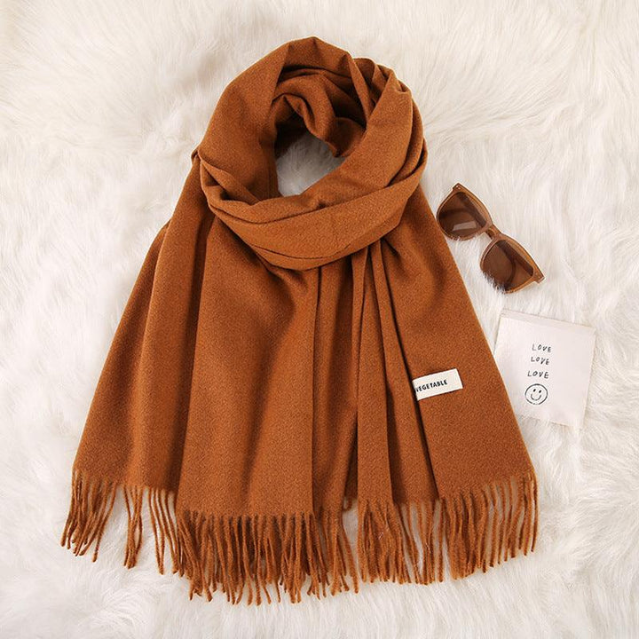 Women's Fashionable All-match Cashmere Tassel Double-sided Scarf - Mamofa Global Store