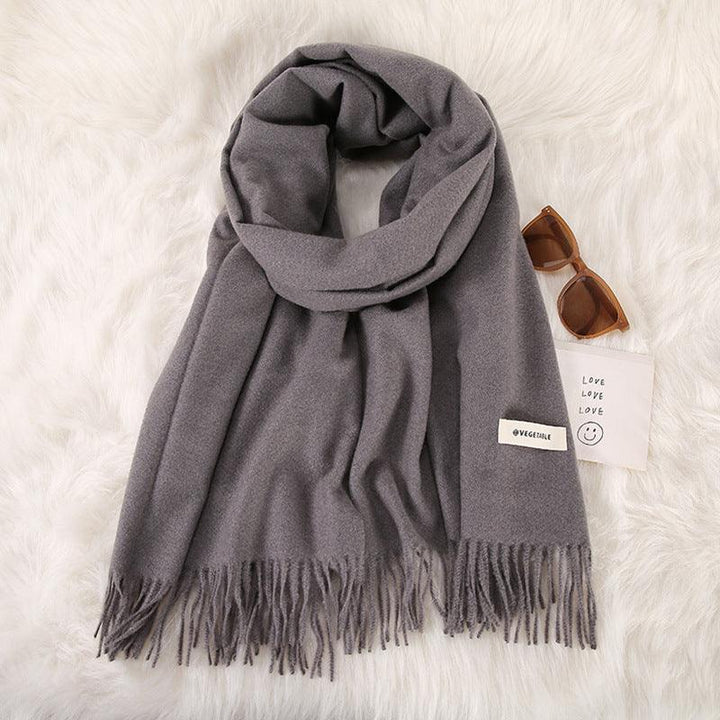 Women's Fashionable All-match Cashmere Tassel Double-sided Scarf - Mamofa Global Store