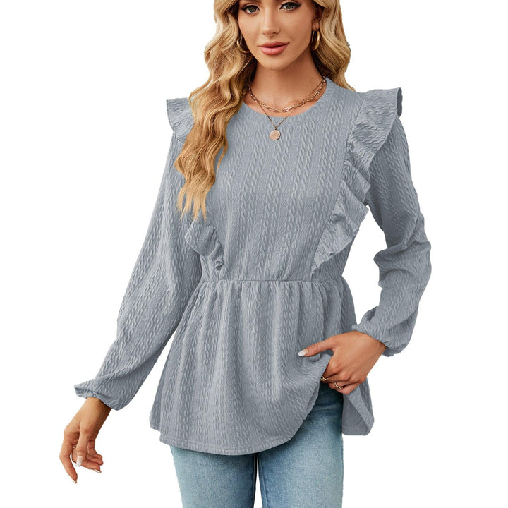 Women's Patchwork Round Neck Long-sleeved T-shirt Top - Mamofa Global Store