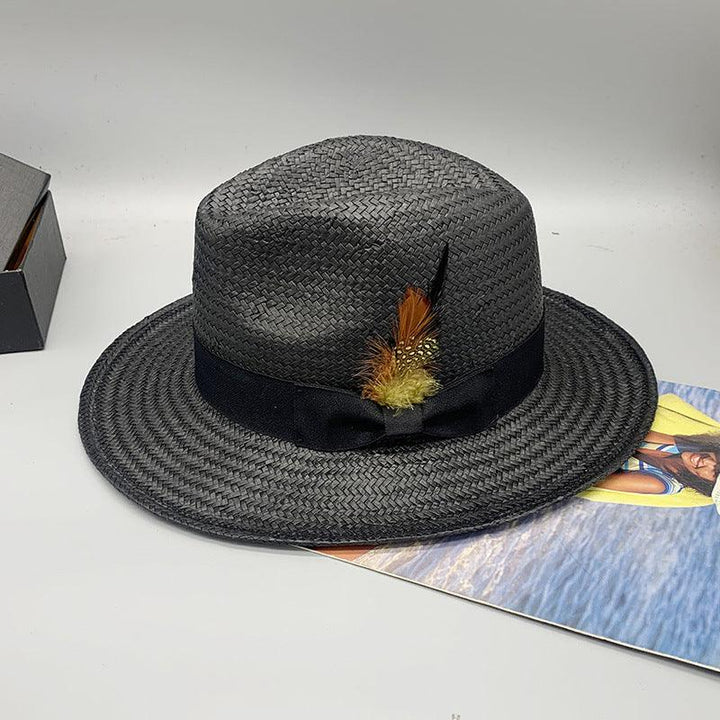 Eight-point Grass Hand-knitted Feather Fedora Hat - Mamofa Global Store