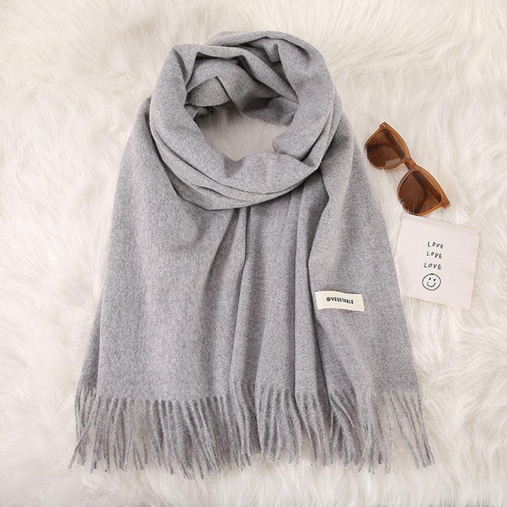 Women's Fashionable All-match Cashmere Tassel Double-sided Scarf - Mamofa Global Store