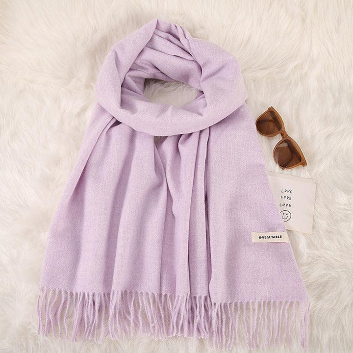 Women's Fashionable All-match Cashmere Tassel Double-sided Scarf - Mamofa Global Store