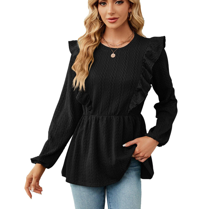 Women's Patchwork Round Neck Long-sleeved T-shirt Top - Mamofa Global Store