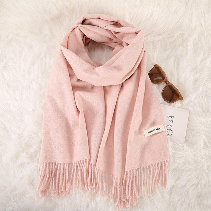 Women's Fashionable All-match Cashmere Tassel Double-sided Scarf - Mamofa Global Store