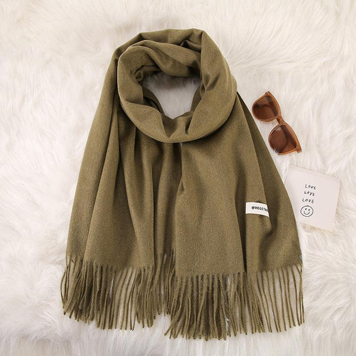 Women's Fashionable All-match Cashmere Tassel Double-sided Scarf - Mamofa Global Store