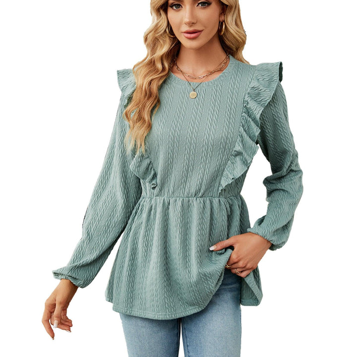 Women's Patchwork Round Neck Long-sleeved T-shirt Top - Mamofa Global Store